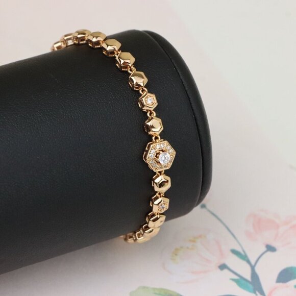 "Hexagon Rose Gold Bracelet with Crystal Detail, XPBL0980 - Picture 7 of 13